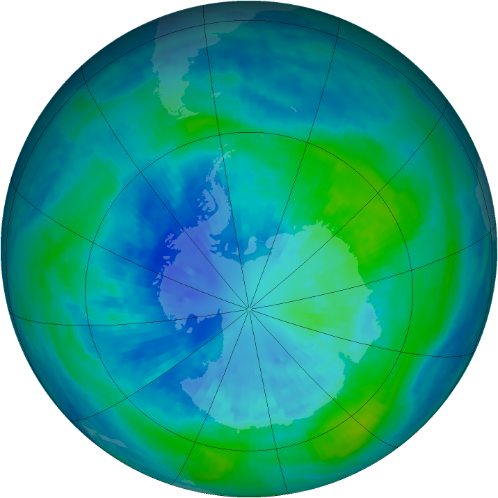 Antarctic ozone map for 01 April 2001